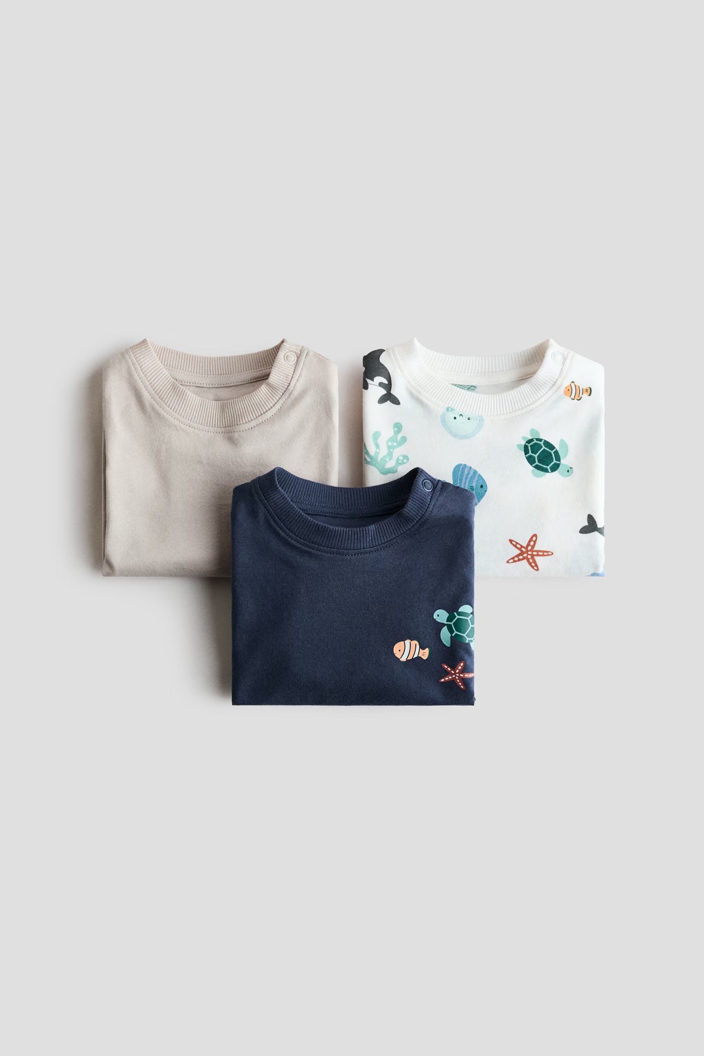 SET 3 CAMISAS NIÑO VIDA MARINA MARCA H&M