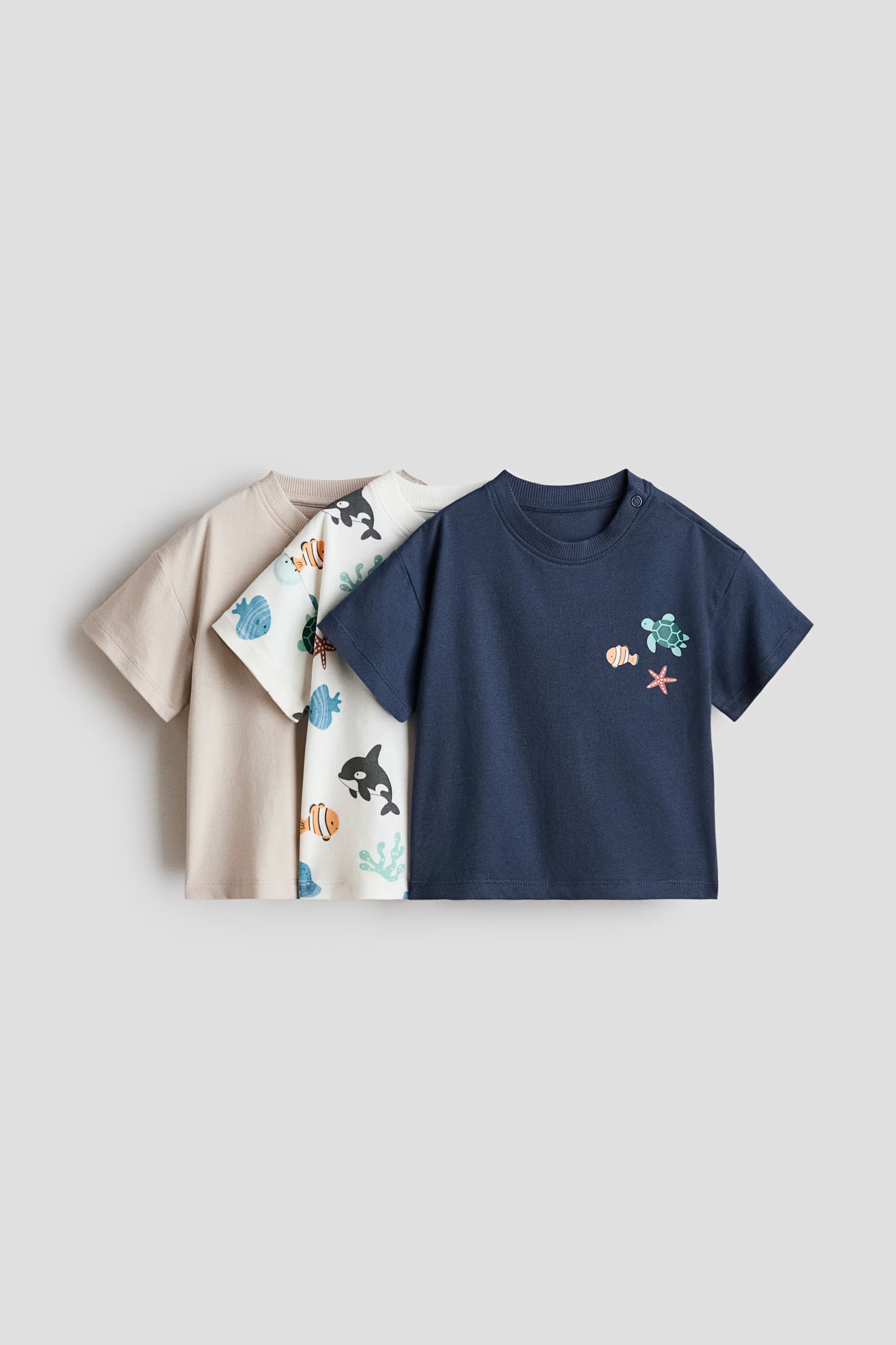 SET 3 CAMISAS NIÑO VIDA MARINA MARCA H&M