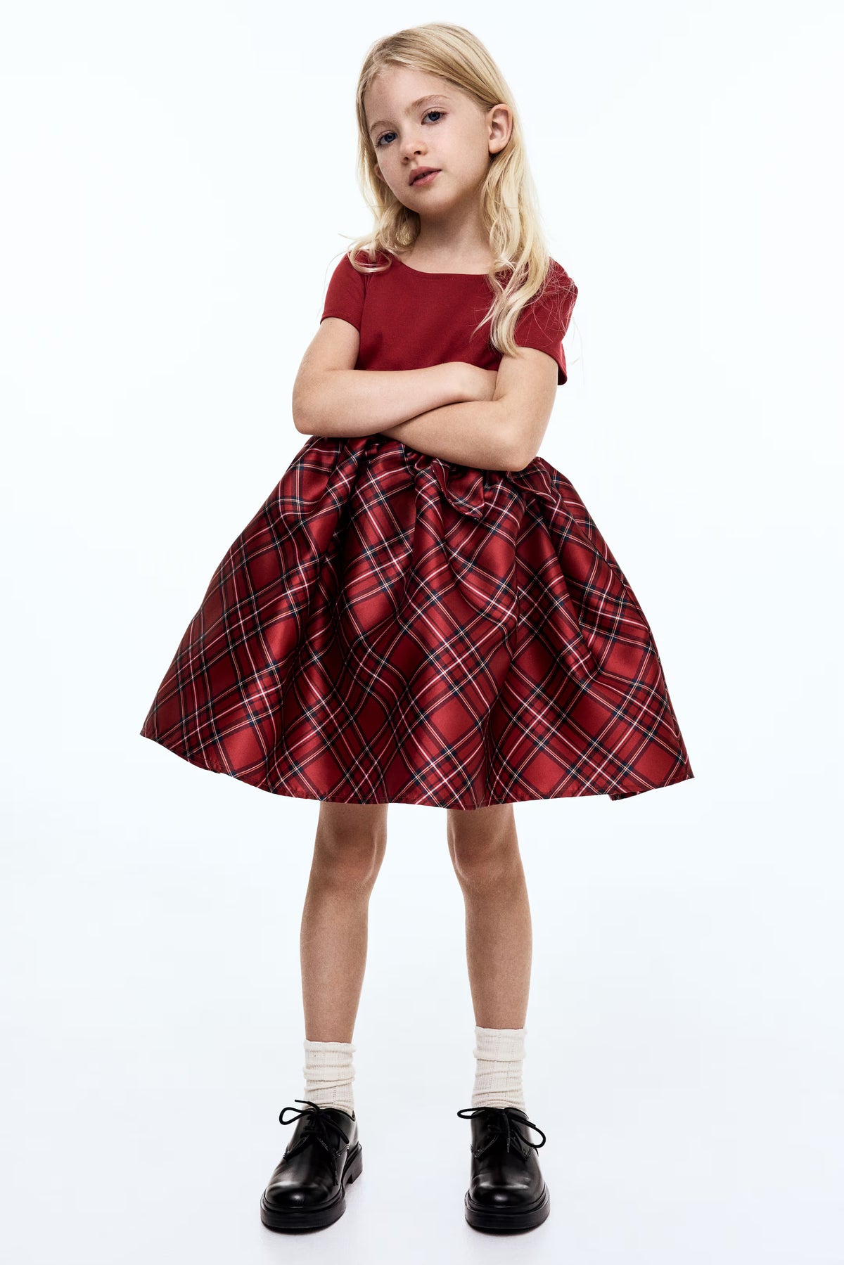 VESTIDO CUADRICULADO ROJO NIÑA