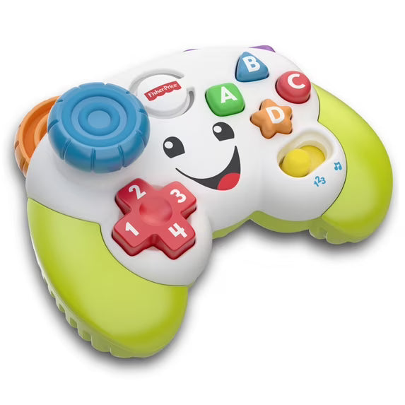 Juego de juguete Fisher-Price Laugh & Learn para bebés y niños pequeños con mando de aprendizaje, color verde, videojuego de simulación con música y luces, para mayores de 6 meses.