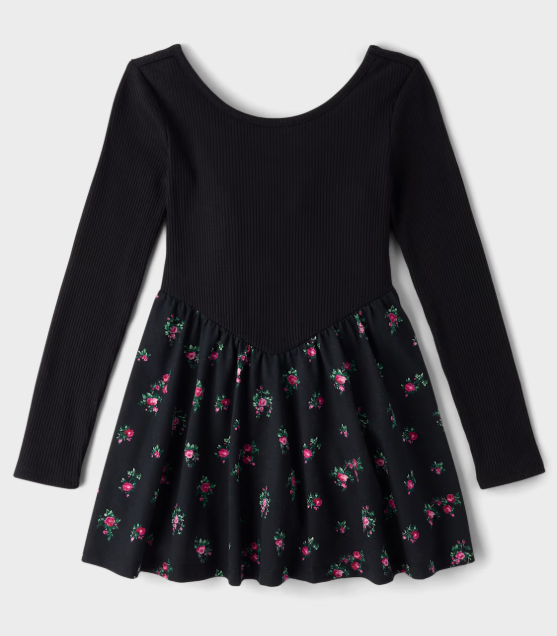 VESTIDO NEGRO CON FLORES NIÑA