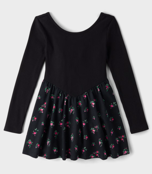 VESTIDO NEGRO CON FLORES NIÑA