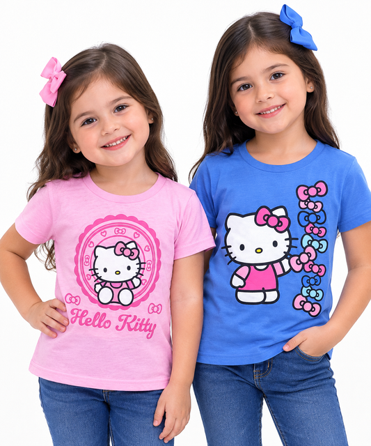 Set 2 Camisas Rosa y Azul Hello Kitty Niña