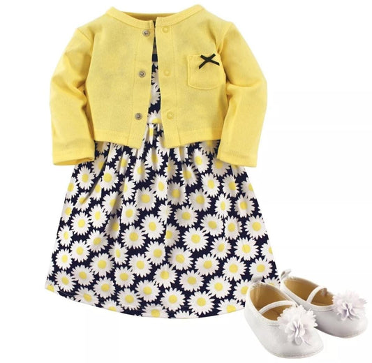 vestido , cardigan y zapatos Bebé niña