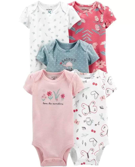 set 5 mamelucos bebe niña