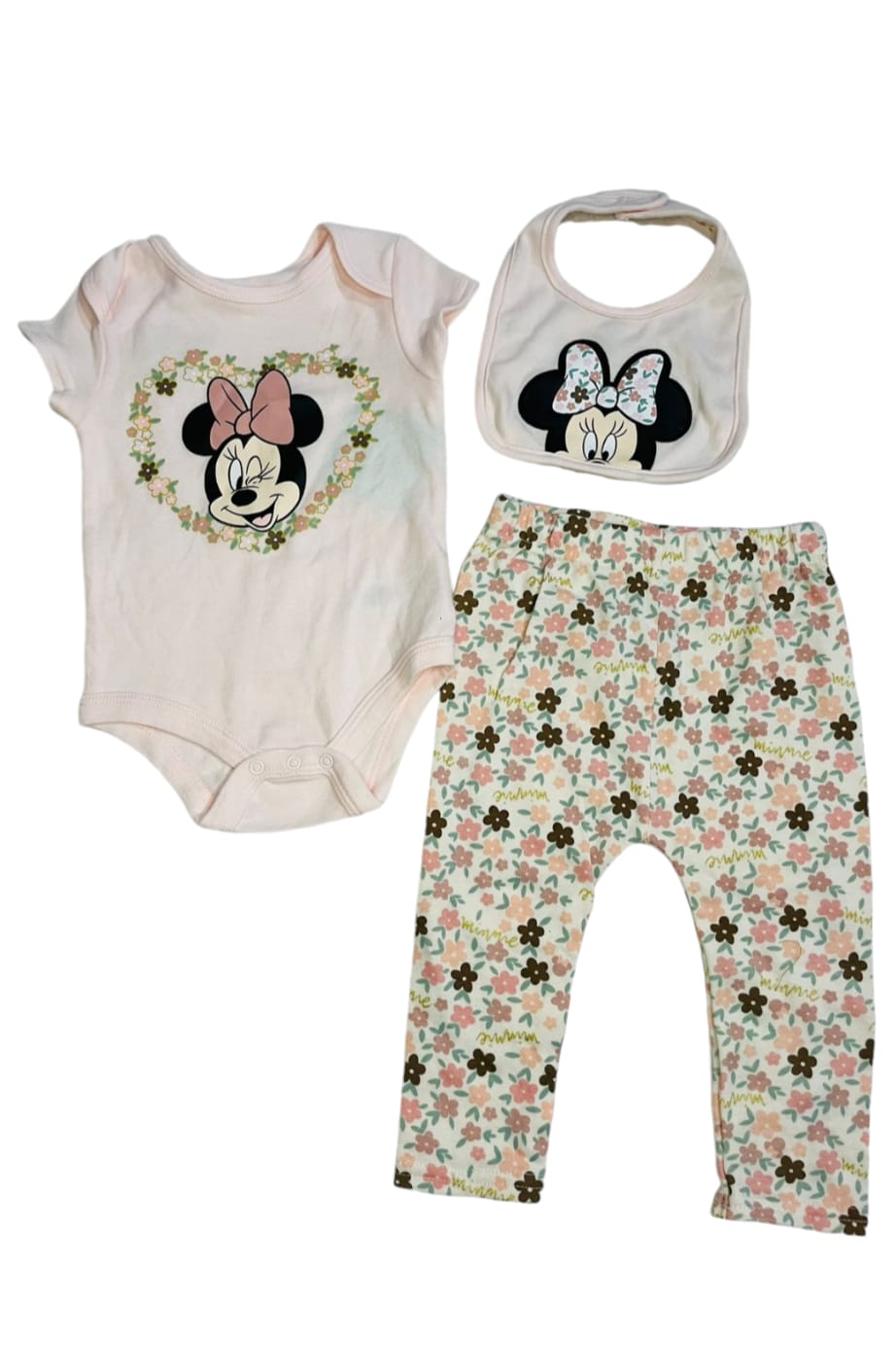 set 3 piezas minnie mouse bebe niña