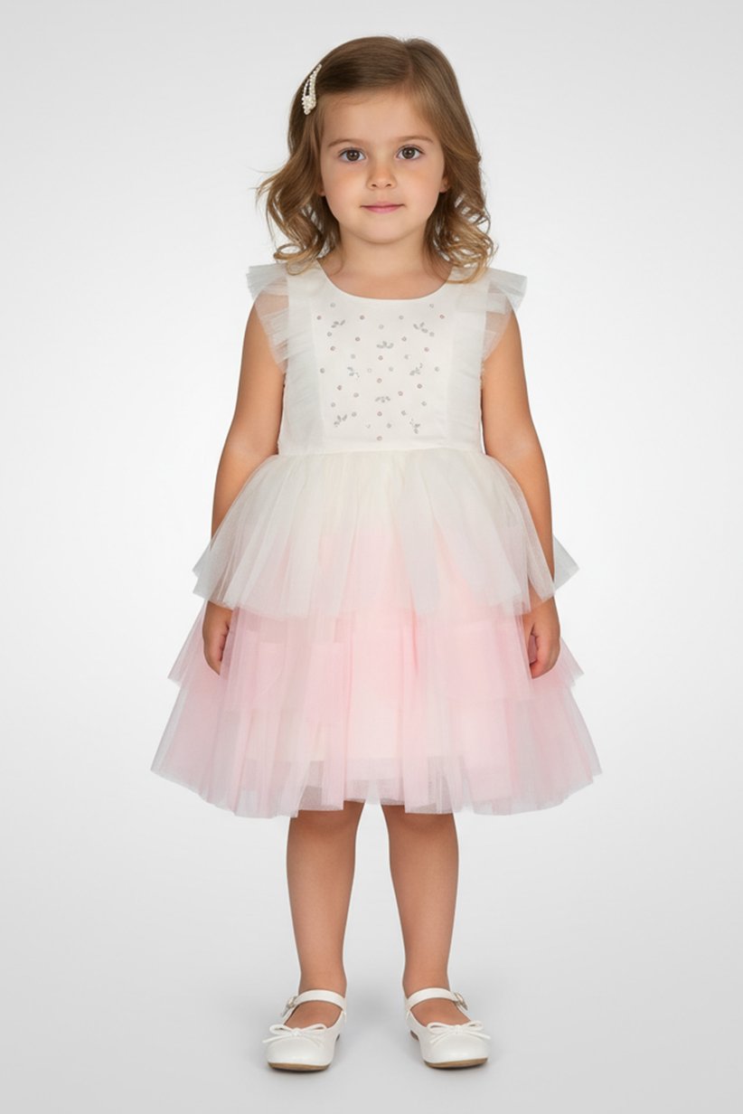 Vestido Blanco con Rosa Niña