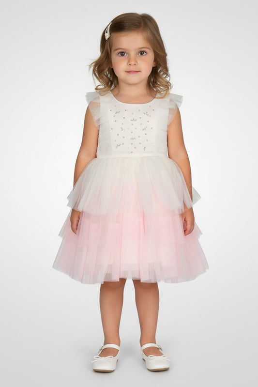 Vestido Blanco con Rosa Niña