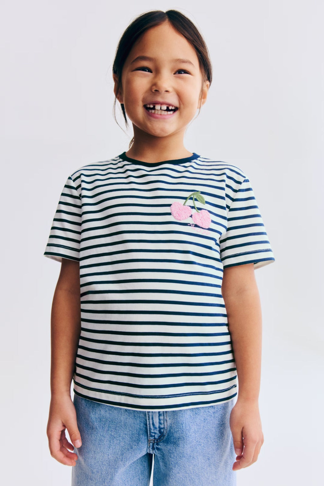 Camisa Rayada de Cereza Niña