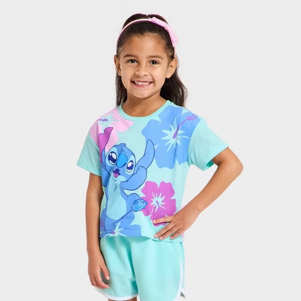 Set 2 Piezas Azul Stitch Niña