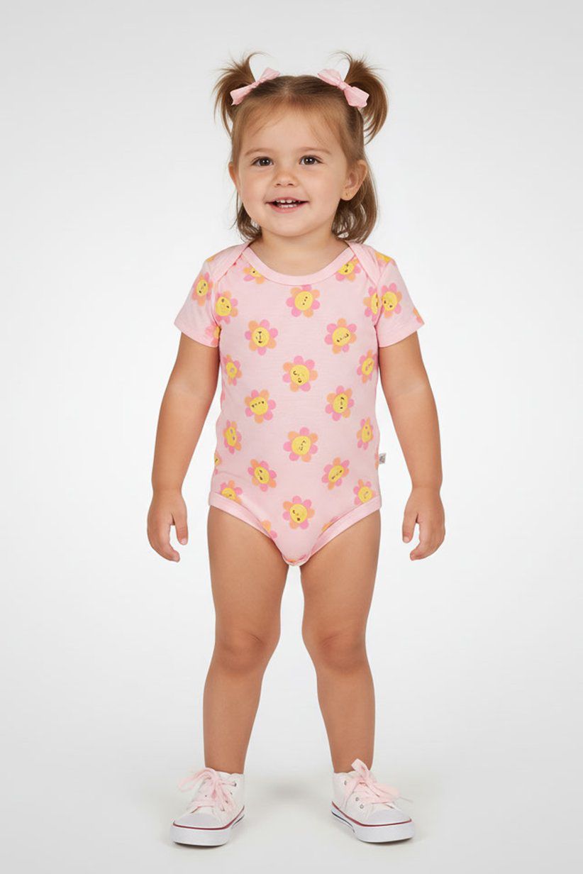 Set 3 Mamelucos Niña Rosa Flores Exer Saucer