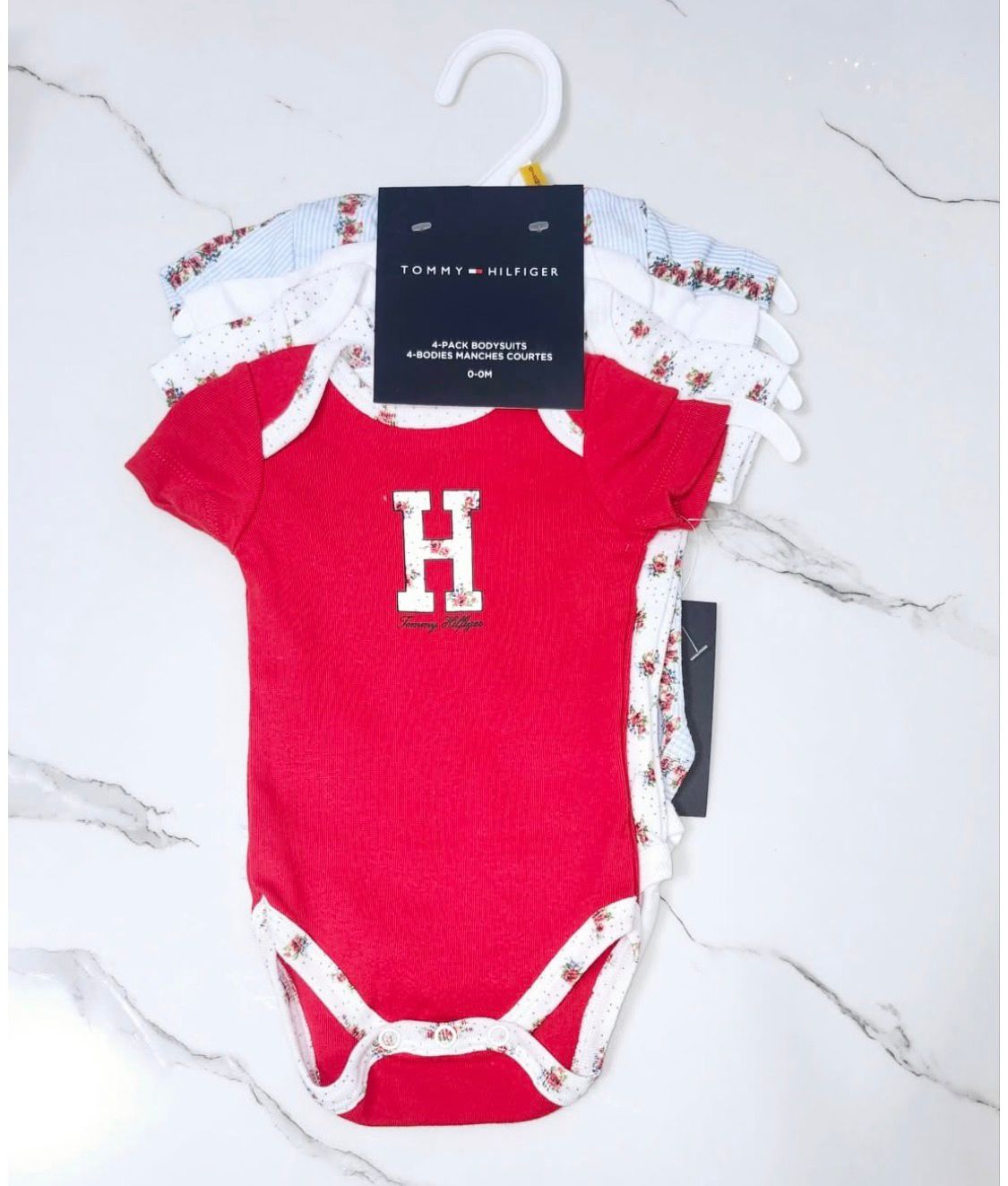 Set 4 Mamelucos Floreado Bebe Niña Tommy Hilfiger