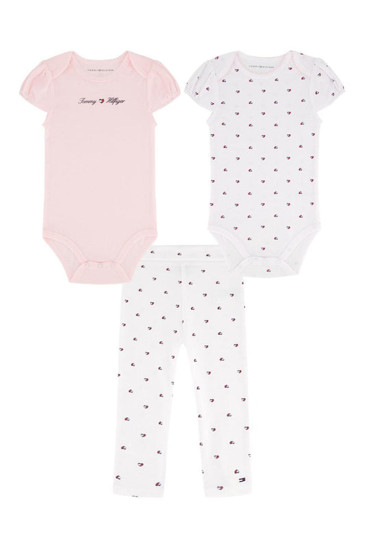 Set 3 Piezas Bebe Niña Corazones Tommy Hilfiger