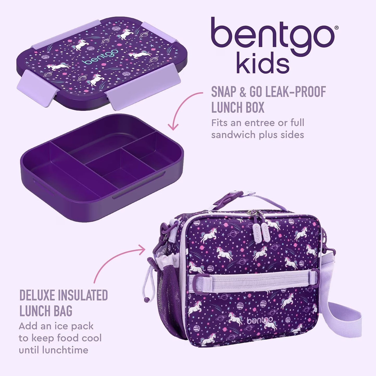 Set Lunch Morada Unicornio Niña Bentgo