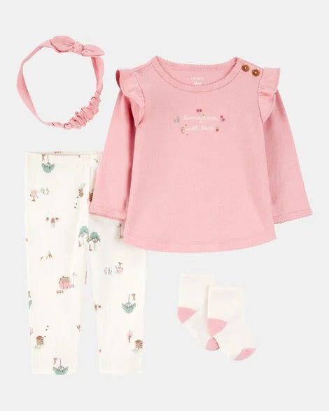 Set 4 Piezas Bebe Niña Rosa Carter's