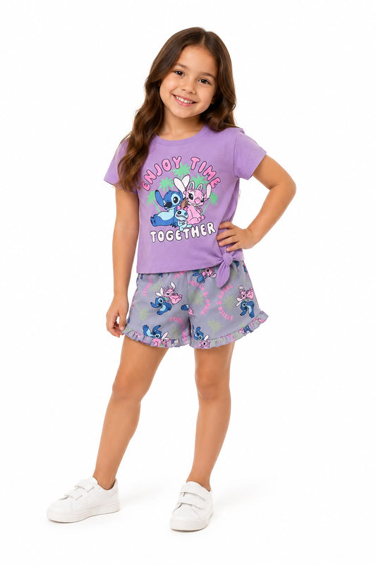 Set 2 Piezas Morado Stitch Niña Disney