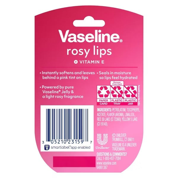 Vaseline Lip Therapy Mini Lip Balm - Rosy - Travel Size - 0.25oz