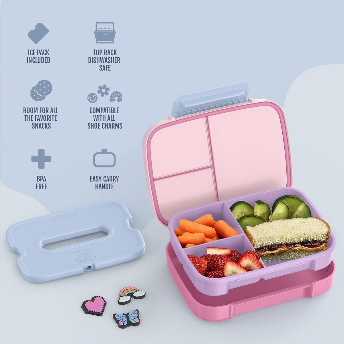 Ello Benni Kids Bento Lunch Box with Carry Handle & Ice Pack