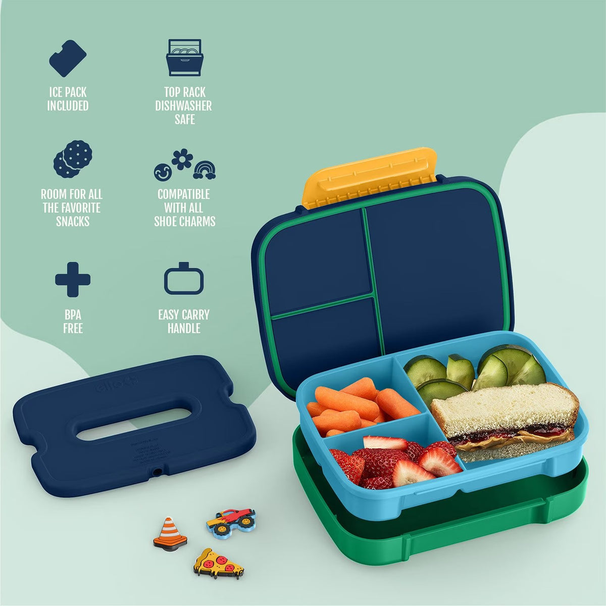 Ello Benni Kids Bento Lunch Box with Carry Handle & Ice Pack