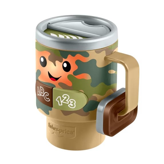 Taza de café con estampado de camuflaje Fisher-Price Laugh & Learn Wake up & Learn para bebés y niños pequeños con música y luces.