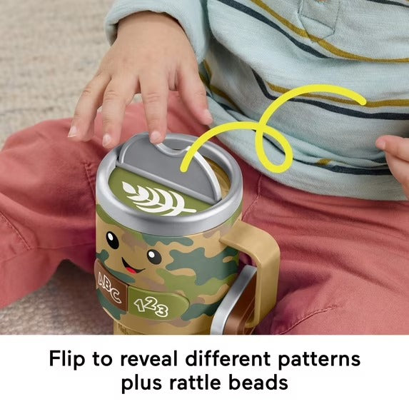 Taza de café con estampado de camuflaje Fisher-Price Laugh & Learn Wake up & Learn para bebés y niños pequeños con música y luces.