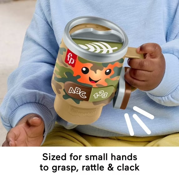 Taza de café con estampado de camuflaje Fisher-Price Laugh & Learn Wake up & Learn para bebés y niños pequeños con música y luces.
