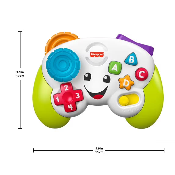 Juego de juguete Fisher-Price Laugh & Learn para bebés y niños pequeños con mando de aprendizaje, color verde, videojuego de simulación con música y luces, para mayores de 6 meses.