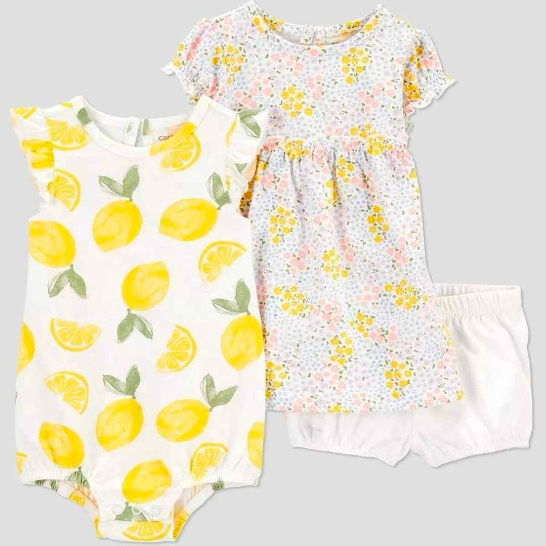 Set 3 Piezas Flores Bebe Niña